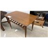 Image 7 : Butler's Tray Coffee Table with Brass Hinges and Mid-Century Modern Side Table
