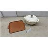 Image 1 : Copper Chef 12" Square Griddle and White Enameled Cast Iron Dutch Oven with Lid