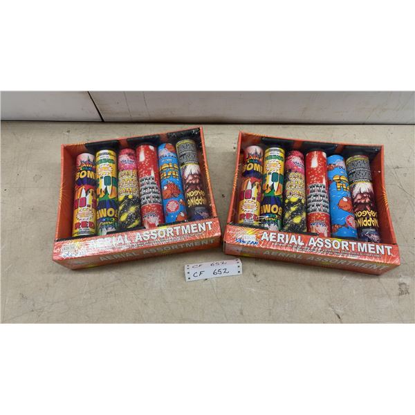 Vulcan Aerial Assortment Fireworks, Two Boxes of Six Pieces