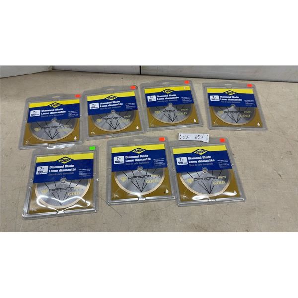 QEP 7" Diamond Rim Gold Diamond Blade for Wet Tile Saw, 5/8" Arbor, Lot of Seven