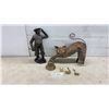 Image 1 : Vintage Bronze Golfer Statue, Copper Cat Sculpture, Brass Bell, and More