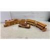 Image 1 : Handcrafted Wooden Toy Train Set with Locomotive 5 1/2 x 14 x 2 3/4" Passenger Cars, and Model Car