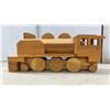 Image 2 : Handcrafted Wooden Toy Train Set with Locomotive 5 1/2 x 14 x 2 3/4" Passenger Cars, and Model Car