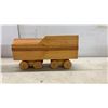 Image 3 : Handcrafted Wooden Toy Train Set with Locomotive 5 1/2 x 14 x 2 3/4" Passenger Cars, and Model Car