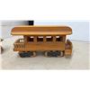 Image 6 : Handcrafted Wooden Toy Train Set with Locomotive 5 1/2 x 14 x 2 3/4" Passenger Cars, and Model Car