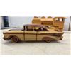 Image 7 : Handcrafted Wooden Toy Train Set with Locomotive 5 1/2 x 14 x 2 3/4" Passenger Cars, and Model Car