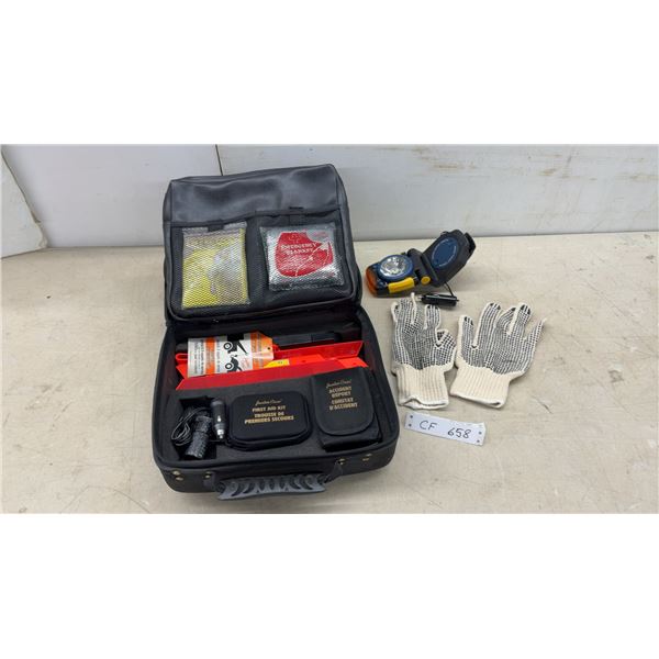 Justin Case Roadside Emergency Kit with First Aid, Warning Triangle, Flashlight, and More