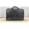 Image 5 : Mexican Tooled Leather Suitcase with Aztec Calendar Design and Leather Messenger Bag