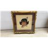 Image 2 : Pair of Framed Native American Children Needlepoint Cross-Stitch Portraits, 9 1/2 x 9 1/2"