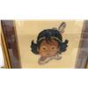 Image 4 : Pair of Framed Native American Children Needlepoint Cross-Stitch Portraits, 9 1/2 x 9 1/2"