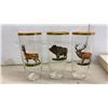 Image 3 : Vintage Game Bird Highball Glasses with Gold Rim and Louis Riel Commemorative Wine Glasses