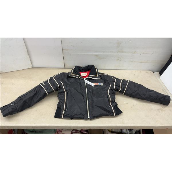 Vintage Yamaha Snowmobile Jacket, Black with White Piping, Size XL