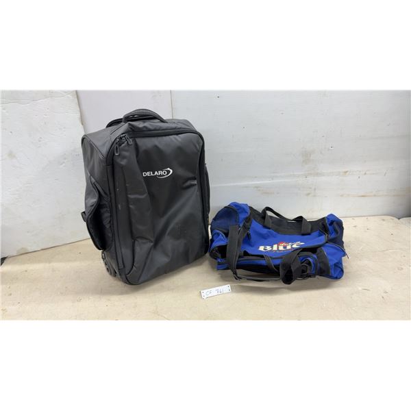 Delaro Rolling Carry-On Bag and Labatt Blue Promotional Duffel Bag
