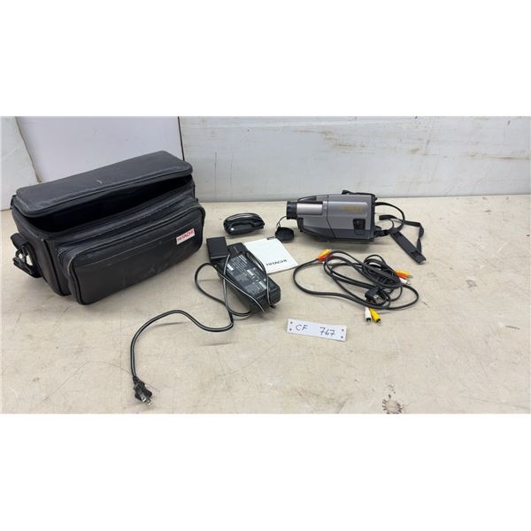 Hitachi VM-E53A 8mm Camcorder with 16x Zoom, Power Adapter, Av Cables, and Case