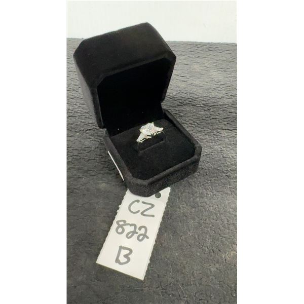925 Sterling Silver 2.0 Carat Heart Cut Simulated Diamond Trinity Ring with Pearl Sidestones and