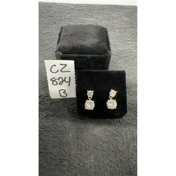 925 Sterling Silver 2.0 Carat Simulated Diamond Cubic Zirconia Dangle Earrings