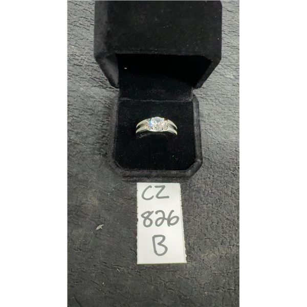 Platinum Plated 1.0 Carat Simulated Diamond Cubic Zirconia Man's Ring, Resizeable