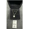 Image 1 : 1.5 Carat Heart Cut CZ Halo Necklace Adjustable Chain, 16"-18" in 925 Sterling Silver with White