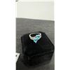 Image 2 : Platinum Plated 1.0 Carat Each Heart Cut Blue Simulated Diamond Double Heart Ring Size 7