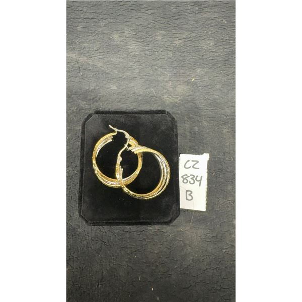 Platinum and 18K Gold Plated 34mm Triple Twisted Hoop Earrings