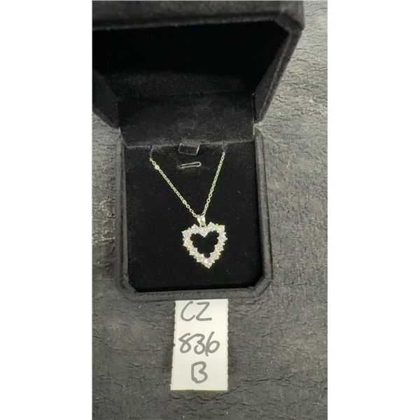 Platinum Plated 2.2 Total Carat Weight Simulated Diamond Heart Necklace, 16" - 18"