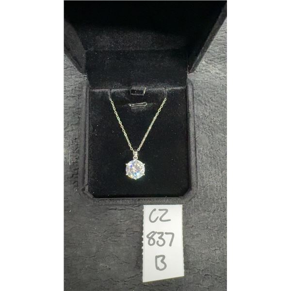 5.0 Carat Simulated Diamond Solitaire Necklace in 925 Sterling Silver with White Gold Overlay