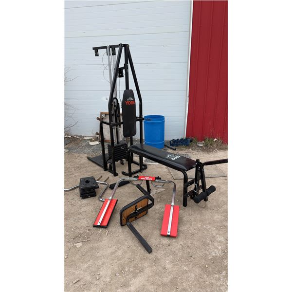 York 2001 Home Gym with Pec Mate Attachment and Bench
