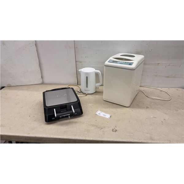 Heritage Four-Square Waffle Maker, Toastmaster Electric Kettle, and Bread Maker