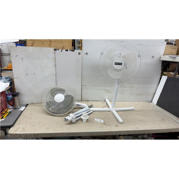 Facto FIE 934 White Pedestal Stand Fan & Disassembled Fan