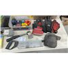 Image 3 : Lot of Carpentry Gear, Tape Measures, Hatchet, Hand Saw, Hardware and Gloves