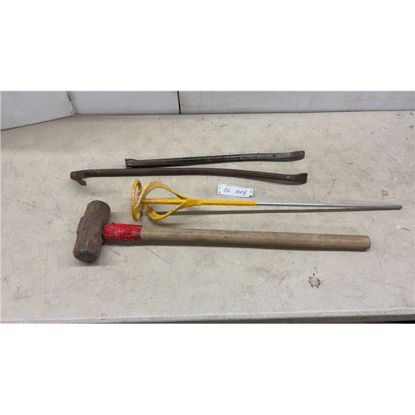 Sledge Hammer, Paint Mixer Attachment, 2 Pry Bars