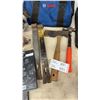 Image 2 : Craftsman Router with Bosch Bag, Router Bits, Hatchet, Pry Bars, Utility Knives, and More