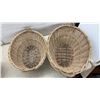 Image 3 : Two Hand-Woven Wicker Storage Baskets with Braided Handles, Enamel Wash Basin & Cooler