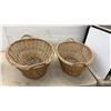 Image 4 : Two Hand-Woven Wicker Storage Baskets with Braided Handles, Enamel Wash Basin & Cooler