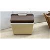 Image 8 : Two Hand-Woven Wicker Storage Baskets with Braided Handles, Enamel Wash Basin & Cooler