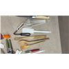 Image 4 : Blue Speckled Enamel Water Bath Canner with Rack, Glass Bottles, Kitchen Utensils, and More