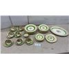 Image 1 : Johnson Bros. Pareek Floral Dinnerware Set with Green Band and Gold Filigree, England, 45 Pieces