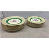 Image 4 : Johnson Bros. Pareek Floral Dinnerware Set with Green Band and Gold Filigree, England, 45 Pieces