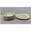 Image 6 : Johnson Bros. Pareek Floral Dinnerware Set with Green Band and Gold Filigree, England, 45 Pieces