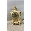 Image 2 : Rococo-Style Cream Resin Mantel Clock with Gold-Tone Face and Roman Numerals, Electric Ceramic