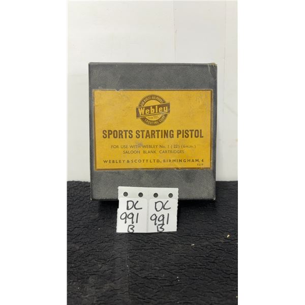Webley Sports Starting Pistol No. 1 .22 Caliber with Blank Cartridges and Brush