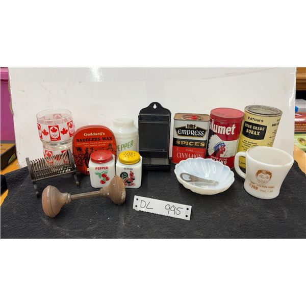 Cp Hotels Vintage Metal Bottle Opener, Vintage Kitchenware Lot, Spice Shakers, and More