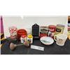 Image 1 : Cp Hotels Vintage Metal Bottle Opener, Vintage Kitchenware Lot, Spice Shakers, and More