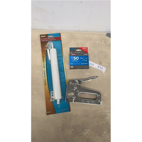 Heavy-Duty Door Closer, Heavy-Duty Stapler, and Staples