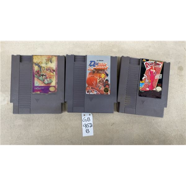 Lot of Three Nintendo NES Game Cartridges: Roger Rabbit, Double Dribble, and DuckTales