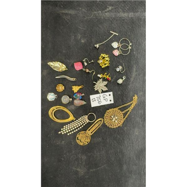 Assorted Costume Jewelry Pendants, Earrings, Charms, Brooch, and More
