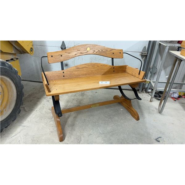 Ducks Unlimited Canada Oak and Black Metal Glider Bench, 30 1/2 x 42 x 21 1/2"