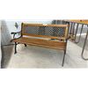 Image 1 : Ducks Unlimited Cast Iron and Wood Garden Bench with Duck Motif Lattice Back 29 x 49 x 21"