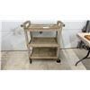 Image 1 : Three-Tier Poly Rolling Utility Cart with Dual Handles 36 x 31 x 16"