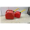 Image 1 : Two Red Plastic Gasoline Cans, 5.3 Gallon and 2 1/2 Gallon with Spouts